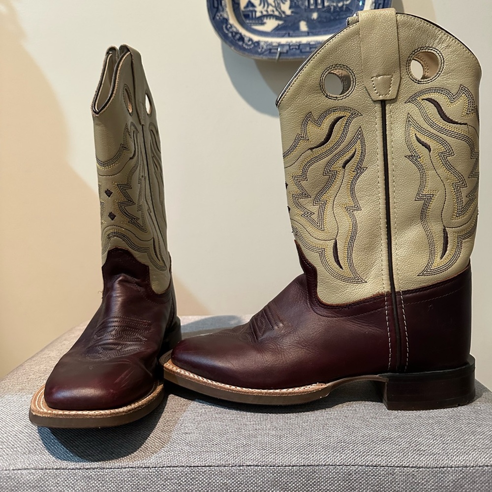 Kid’s Old West Brown and Cream Cowboy Boots Classic Western Design